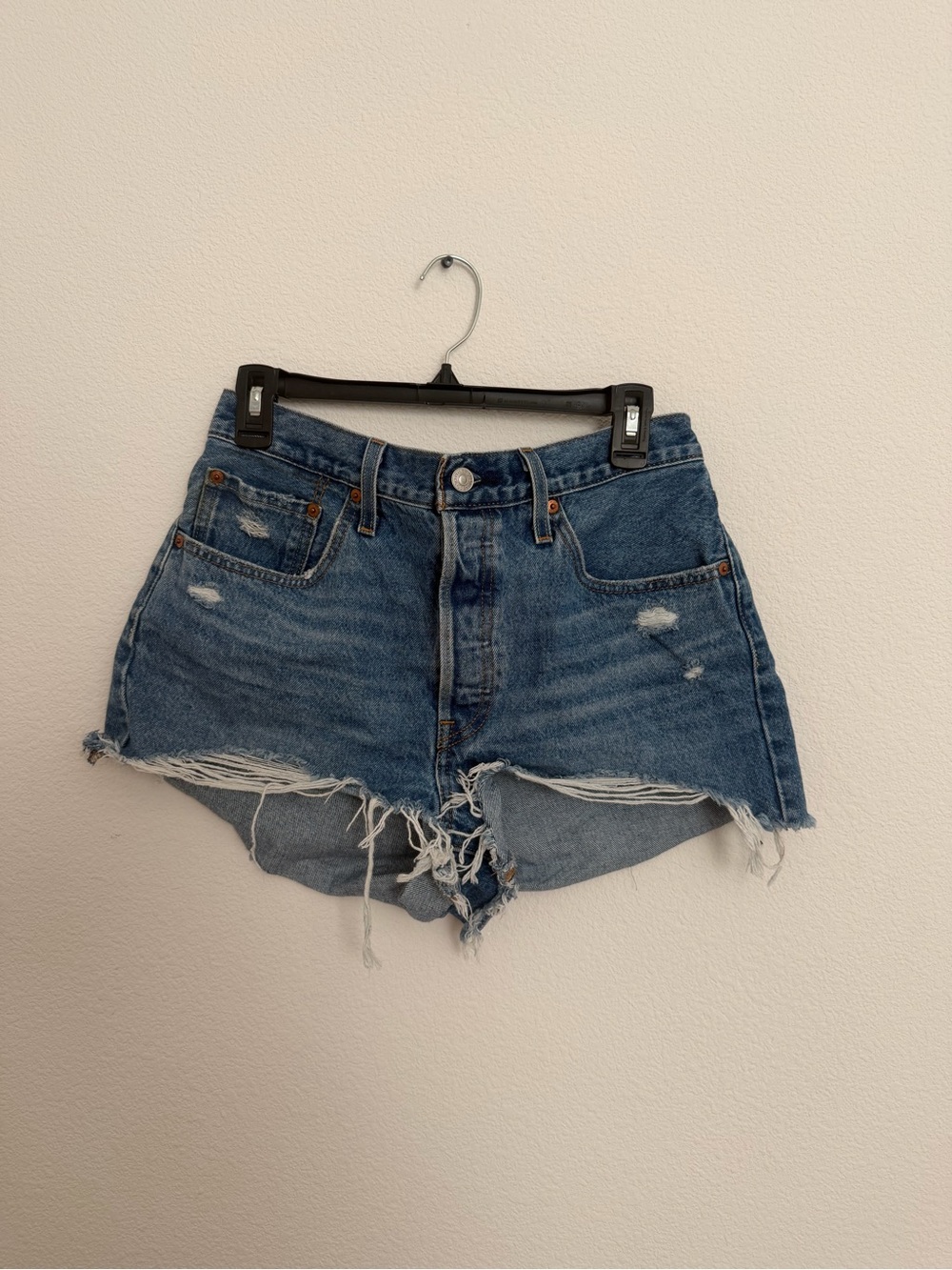 Levi's Distressed Cutoff Denim Shorts - Blue